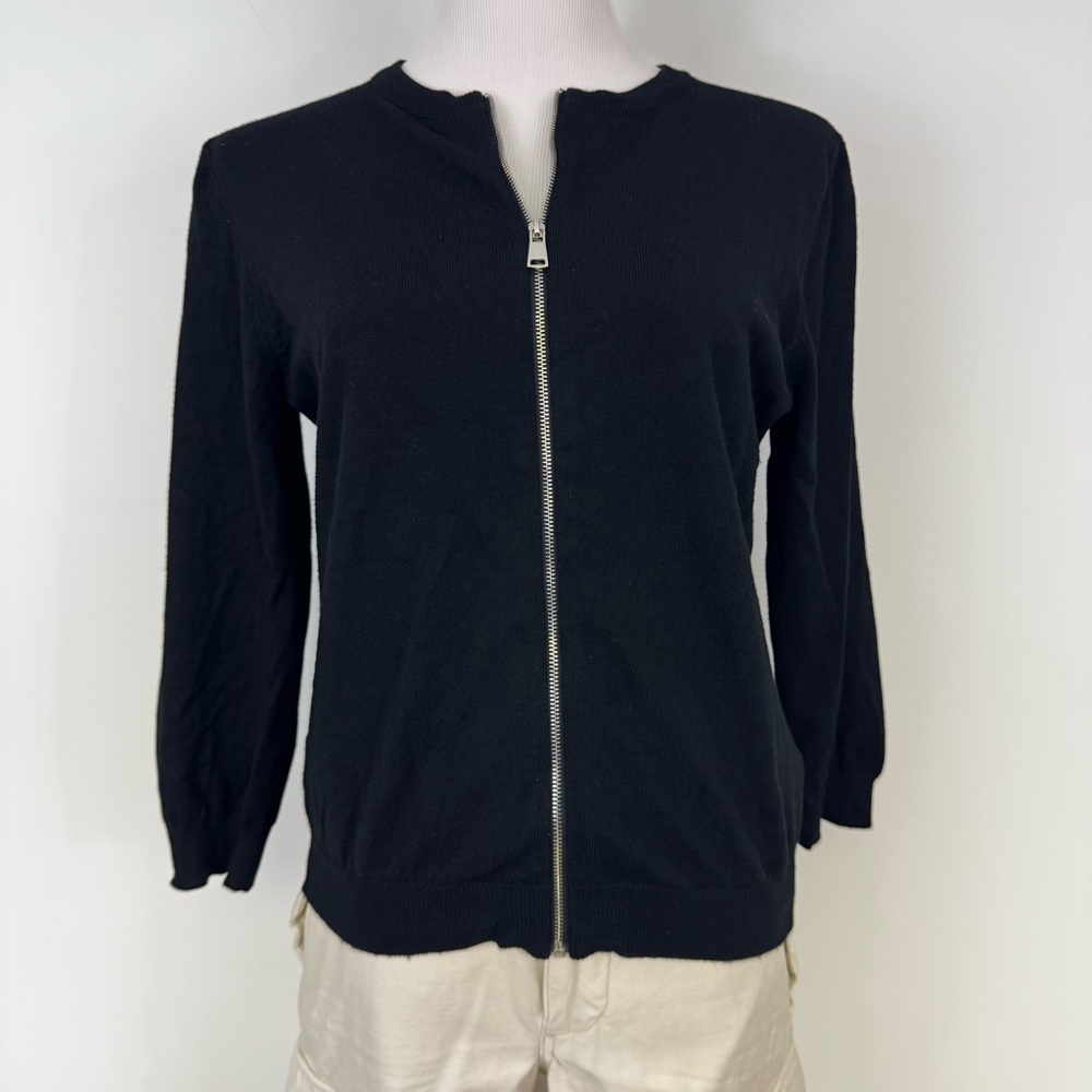 Lord & Taylor Context‎ Black Zip-Up Cardigan size Large